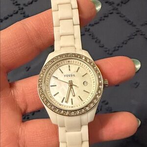 Fossil White Watch with Crystal Accents